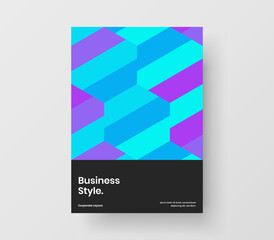 Trendy company brochure A4 design vector template. Isolated geometric tiles corporate identity layout.