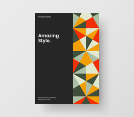 Modern geometric tiles book cover concept. Fresh postcard A4 design vector illustration.