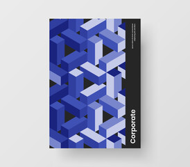 Vivid geometric tiles magazine cover layout. Modern company brochure A4 design vector concept.