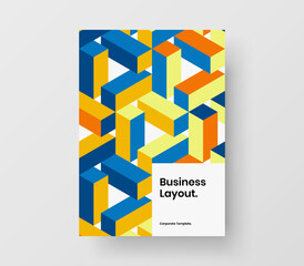 Colorful mosaic pattern company brochure layout. Multicolored placard vector design concept.