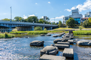 京都の鴨川デルタの風景