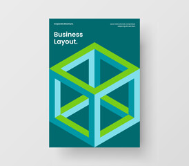 Isolated corporate brochure A4 design vector concept. Bright geometric shapes book cover illustration.