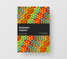 Creative corporate brochure design vector layout. Simple geometric hexagons company cover template.