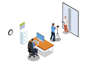 Criminal police identification activity, 3d isometric vector concept