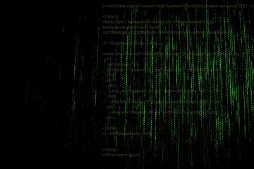 Obraz premium Green digital code numbers in matrix style .
