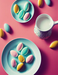 Obraz na płótnie Canvas Easter Cookies with Milk - Generative AI