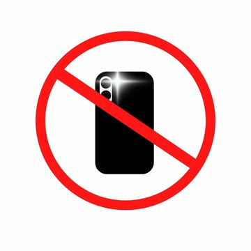 Mobile phone lights forbidden prohibited not permitted flashlight smartphone icon vector sign