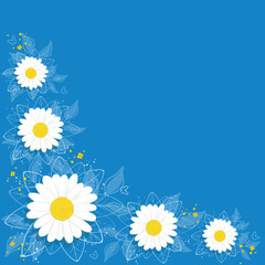 Paper flower. Chamomile are cut from paper. Daisy on a white background. Wedding decorations.