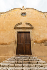 The facade of Santa Restituta church in Cagliari, Sardinia, Italy