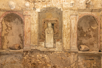 The central altar in the crypt of Santa Restituta. Cagliari, Sardinia, Italy