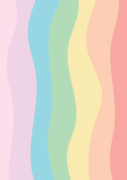 Imagen rectangular de forma vertical colo lineas curvas de colores pastel estilo acuarela simulando julio y el movimiento lgbt o arcoiris 