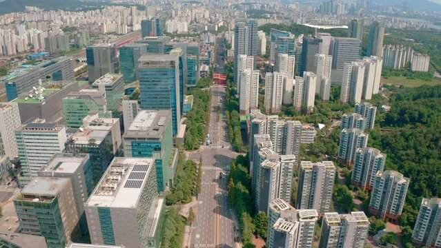 [korea drone footage] seoul city landscape, Seoul, Korea, sang-am