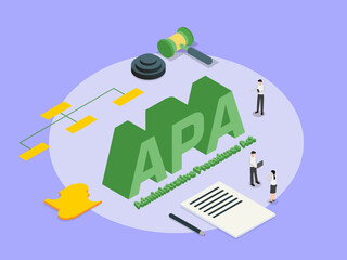Administrative Procedures Act APA abbreviation 3D isometric vector concept - obrazy, fototapety, plakaty