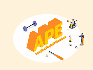 Adaptive physical education vector concept: Disabled people with adaptive physical education text