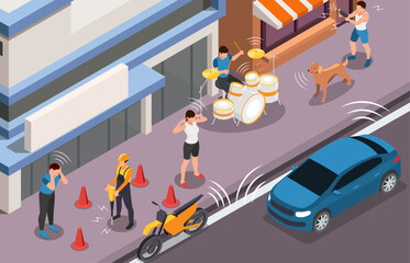 Noise Pollution Isometric Background