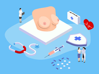 Breast cancer treatment, the patient talking with a doctor