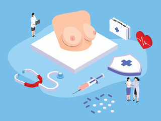 Breast cancer treatment, the patient talking with a doctor