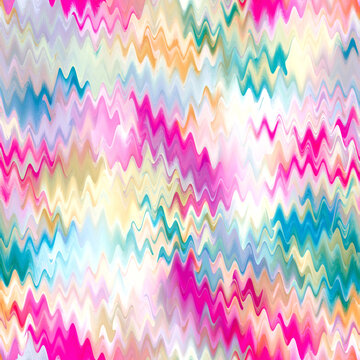 Wavy summer dip dye boho background. Wet ombre color blend for beach swimwear, trendy fashion print. Dripping paint digital fluid watercolor melt effect. High resolution seamless pattern material.