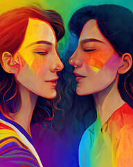 Fototapeta premium LGBTQ. Gay pride design. Homosexual relationships, A diverse community of modern gay, lesbian, bisexual, transgender. An emotion-filled close-up image