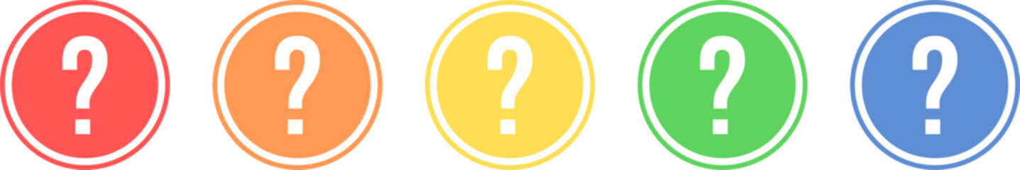 Question mark icon set. Colorful question mark icon set with outlines.