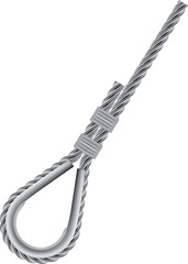 Metal Thimble and steel wire rope. Vector EPS-10