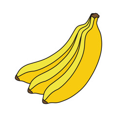 Banana vector illustration. Cute cartoon banana fruit. Banana hand draw isolated.