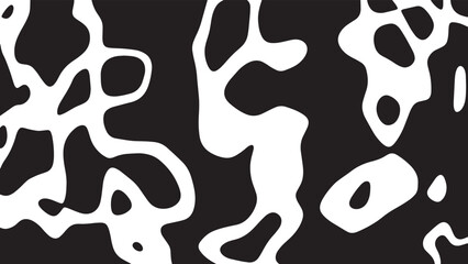 Black and white cow pattern animal skin texture. Abstract round shapes background design.