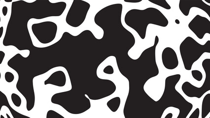 Black and white cow pattern animal skin texture. Abstract round shapes background design.