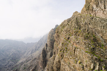 Small path on cliff in Cabo Verde, Africa
