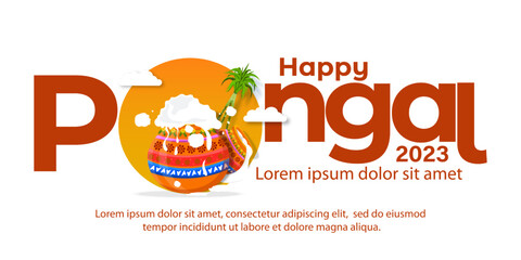 Happy Pongal South Indian harvest festival celebration banner or poster design background © avs