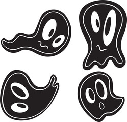 Cartoon Ghost Halloween Illustration Spectres Haunted Spirits
