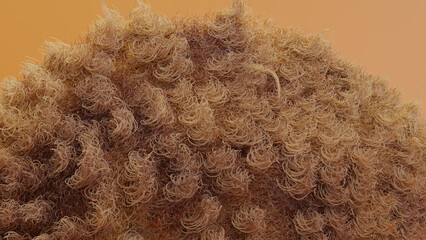 long-haired fur pompon, ball of hair, cotton wool, fluffy ball, colorful furry sphere, close-up fragment, Abstract brown dog fur, soft wool texture, Kitten hair, fabric texture, 3d render