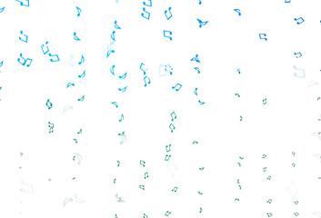 Light Blue, Green vector texture with musical notes.