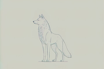 Fototapeta premium Flat design wolf outline illustration. Generative AI