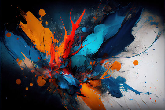 digital art, abstract, ink, splash, painting