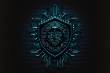 cybersecurity digital shield symbol illustration 