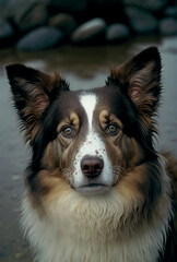 Cute happy dog  Generative AI