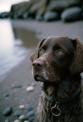 Cute happy dog  Generative AI