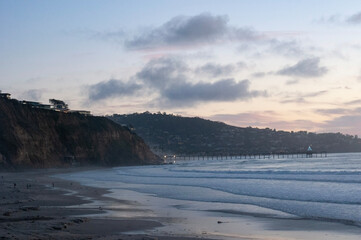 Sunset Over Coastal Mountains with Pier
