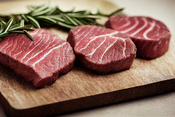 Fototapeta premium Delicious freshly cut beef filet Generative AI