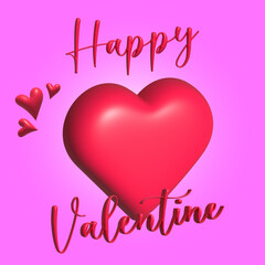 Valentines day background with 3d shaped heart