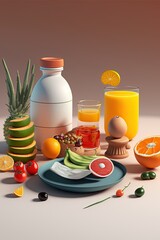 Delicious breakfast at a restaurant table illustration made with Generative AI
