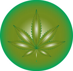 Vector illustration of marijuana leaf, cannabis plant used for medicinal purposes	