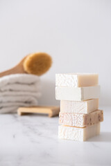 A stack of natural organic handmade soap
