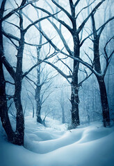 Beautiful Forest in winter Generative AI