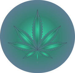 Vector illustration of marijuana leaf, cannabis plant used for medicinal purposes