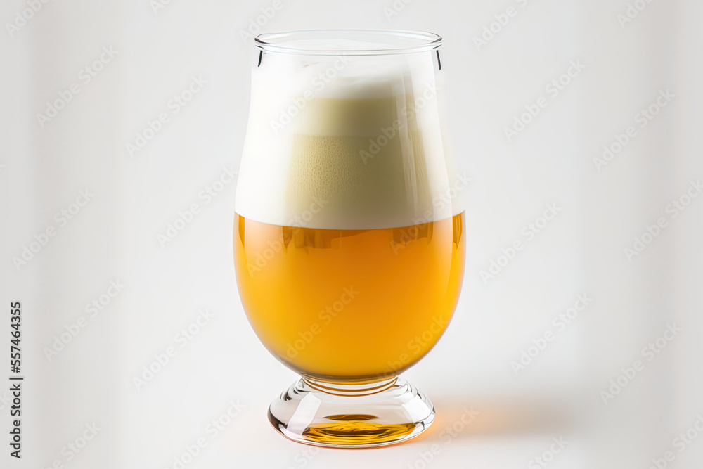 Sticker Beer Glass with White Background Isolated with Copy Space. Generative AI