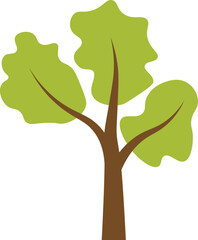 Green tree with green leaves. Simple tree icon. Forest and garden symbol. Vector illustration