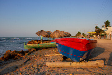 Fototapeta na wymiar Coveñas Colombia landscape sunset sea beach