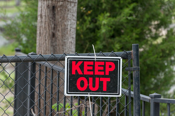 Warning Sign Keep Out in the park.